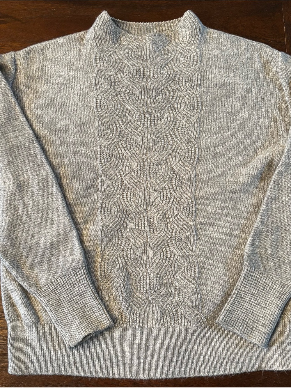 Banana Republic Light Gray Cable-Front Turtleneck Sweater